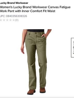 Women’s Lucky Brand Olive Green Canvas Workwear Pants NWOT size 8